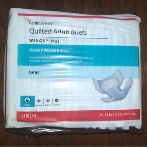 Cardinal Adult Briefs wings plus heavy absorbency sz large